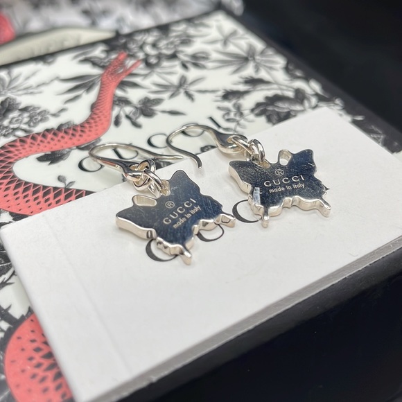 Gucci Butterfly Sterling Silver Dangling Earrings - Picture 6 of 8